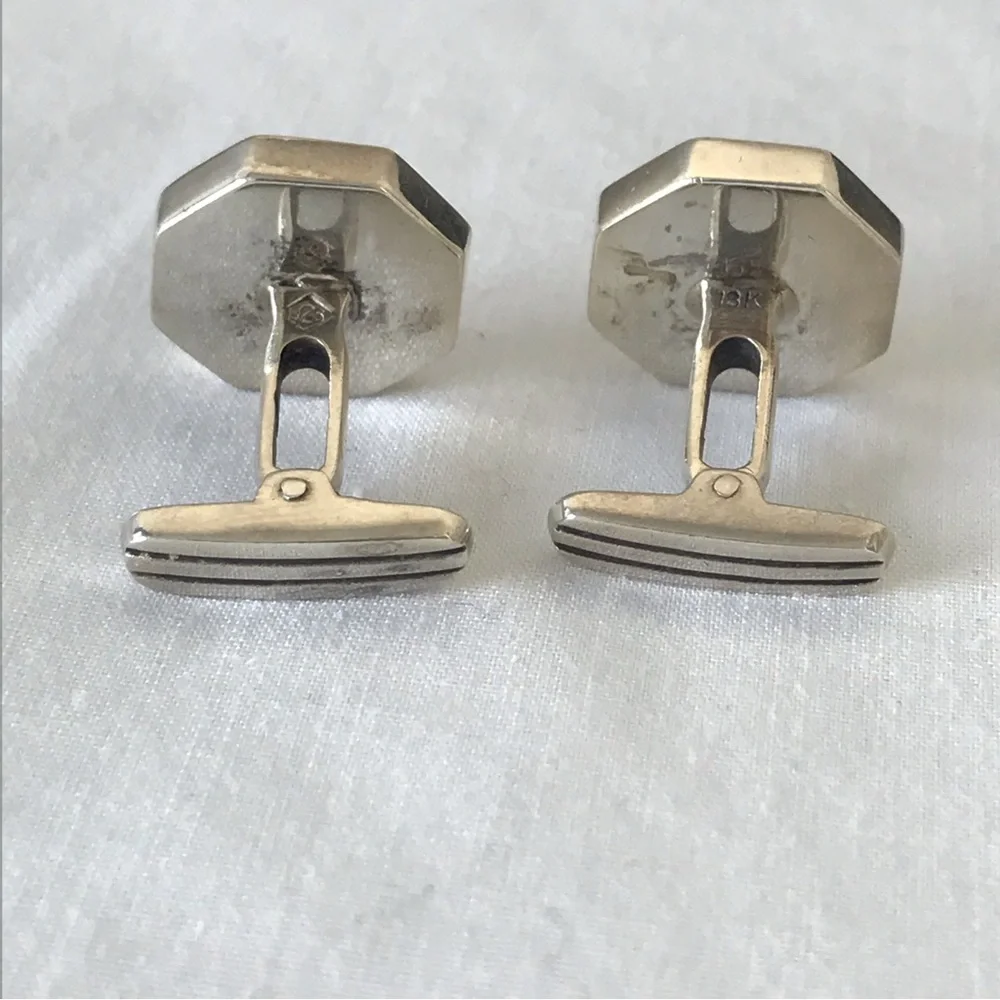 Beautiful Vintage 18kt gold plated Sterling Silver and Onyx Cufflinks It…